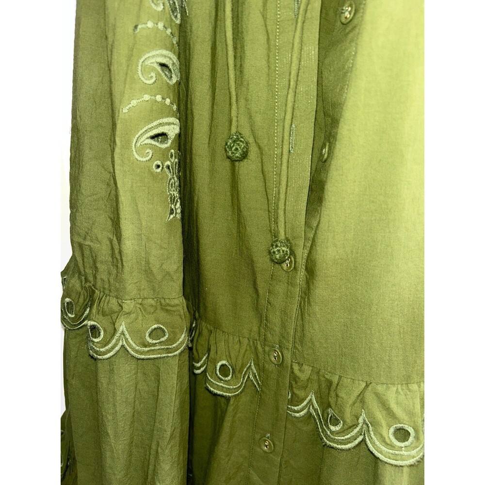FARM RIO Humming Bird Richelieu Tiered Maxi Dress Size M NWT Green Forest Fairy - Picture 8 of 14